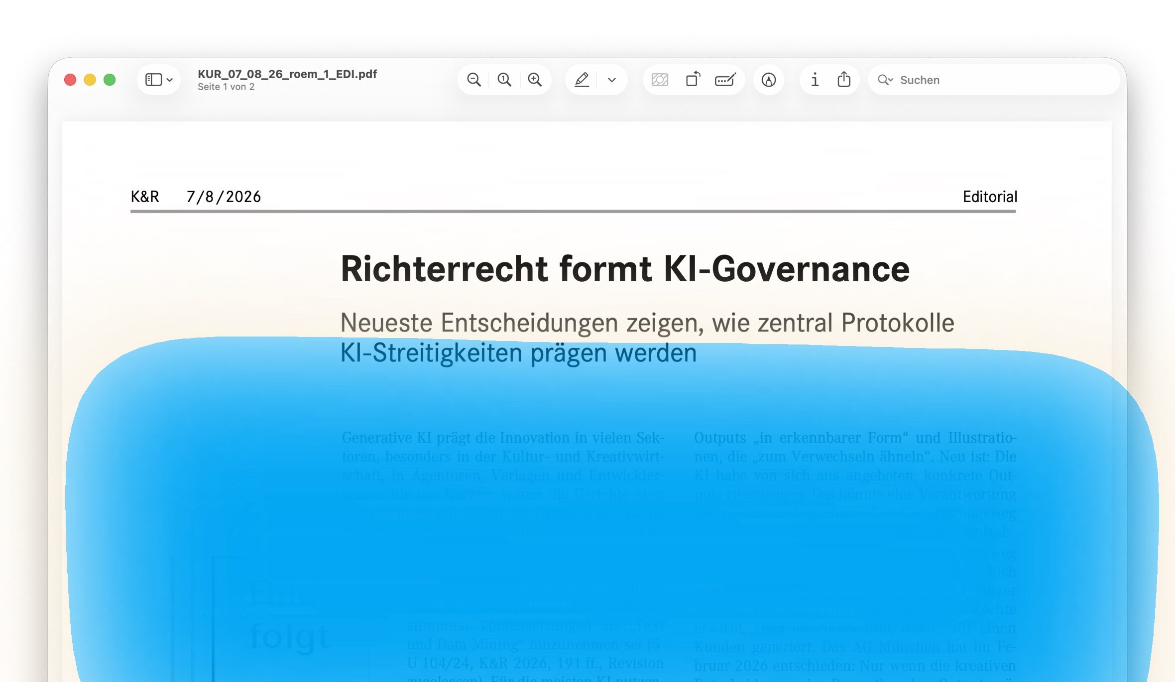KI vor Gericht: neues Editorial